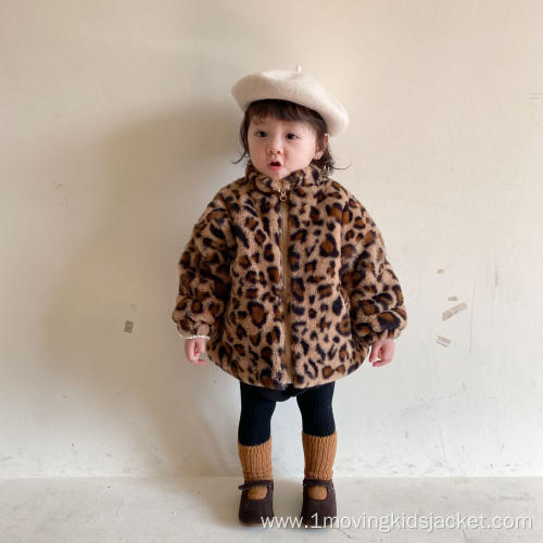 Girls Leopard Coat Thickened